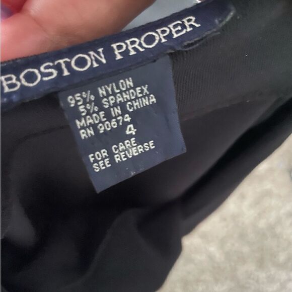 Boston Proper Knee Length Fluted Flare Fishtail Long sleeved V Neck Dress LBD - Picture 8 of 14